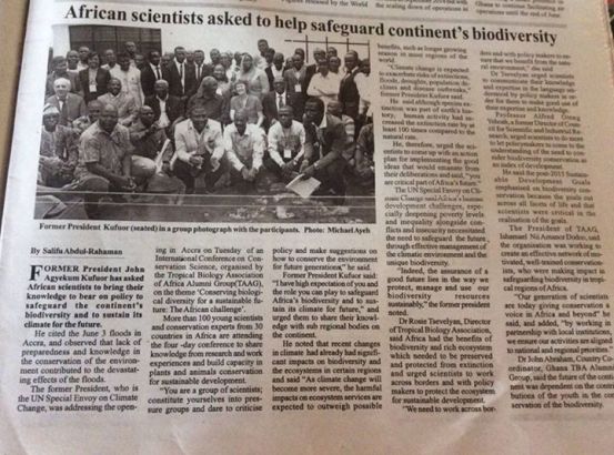 TAAG conference article published in the Ghanaian times